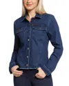 Nydj Frayed Hem Denim Jacket In Blue
