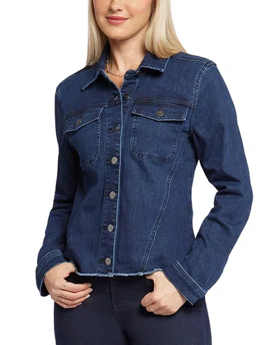 Nydj Frayed Hem Denim Jacket In Blue