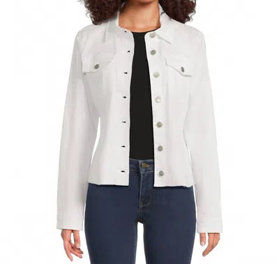 Nydj Frayed Hem Denim Jacket In Optic White