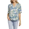 Nydj Gabrielle Blouse Womens Floral Print Polyester Button-down Top In Multi