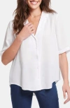 Nydj Gabrielle Floral Print Camp Shirt In White