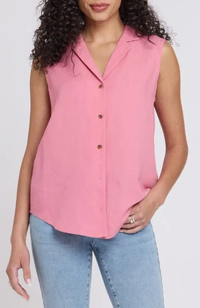 Nydj Gabrielle Sleeveless Camp Shirt In Pink