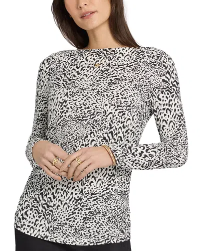 Nydj Gathered Boat Neck Top In Multi