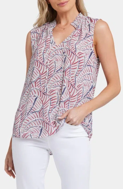 Nydj Gemma Sleeveless Smocked Neck Top In Calanda