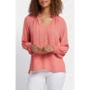 Nydj Gemma Smocked Neck Top In Pink