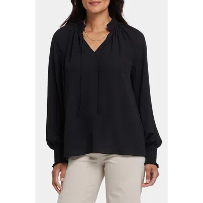 Nydj Gemma Smocked Neck Top In Black