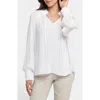 Nydj Gemma Smocked Neck Top In Optic White