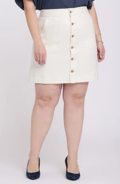 Nydj High Waist A-line Denim Utility Skirt In White