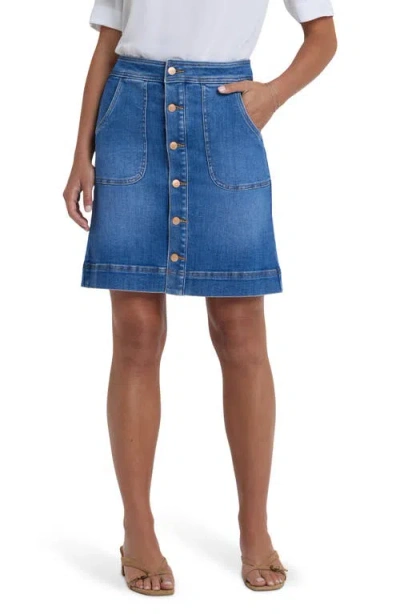 Nydj High Waist A-line Denim Utility Skirt In Blue