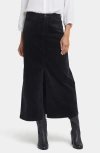 Nydj High Waist Slit Front Corduroy Maxi Skirt In Black