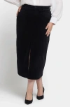 Nydj High Waist Slit Front Corduroy Maxi Skirt In Black