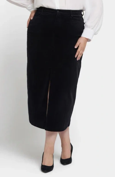 Nydj High Waist Slit Front Corduroy Maxi Skirt In Black