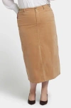 Nydj High Waist Slit Front Corduroy Maxi Skirt In Sand Dune
