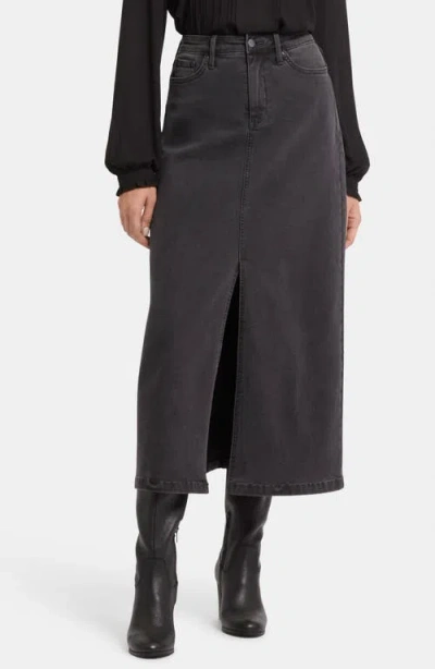 Nydj High Waist Slit Front Denim Maxi Skirt In Cloud Stone
