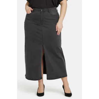Nydj High Waist Slit Front Denim Maxi Skirt In Cloud Stone