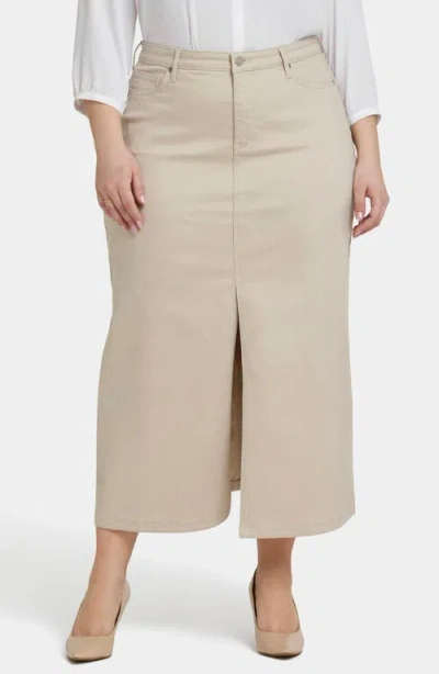 Nydj High Waist Slit Front Denim Maxi Skirt In Feather