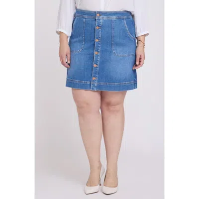 Nydj High Waist Utility Denim Skirt In Blue