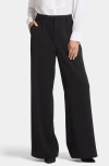 Nydj Mona Black Linen-blend Wide Leg Jean In Black