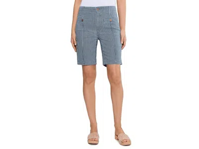 Nydj High-rise Ella Denim Shorts Women's Jumpsuit & Rompers One Piece Malaga Stripe: 14 In Gray