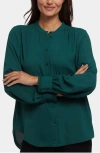 Nydj Janie Lattice Inset Button-up Shirt In Green