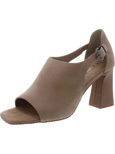 Nydj Larlie Womens Leather Ankle Strap Slingback Heels In Beige