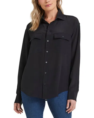 Nydj Lauren Silk Blouse In Black