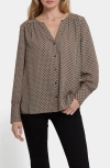 Nydj Liliana Lace Inset Peasant Top In Neutral