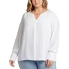 Nydj Liliana Womens Lace Inset Button Front Peasant Top In Optic White