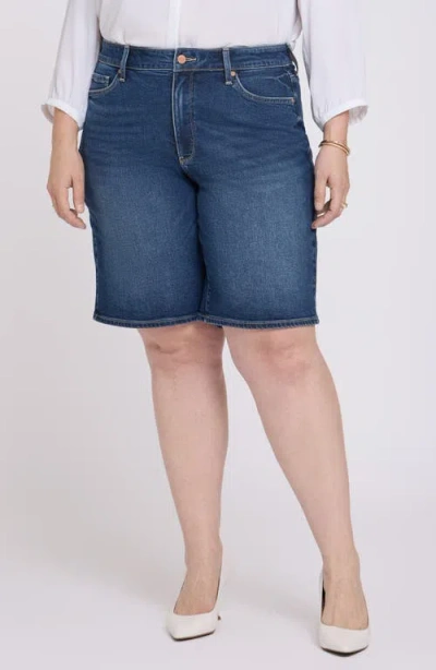Nydj Lilly Relaxed Long Denim Shorts In Blue