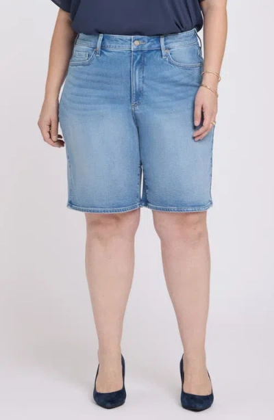 Nydj Lilly Relaxed Long Denim Shorts In Blue