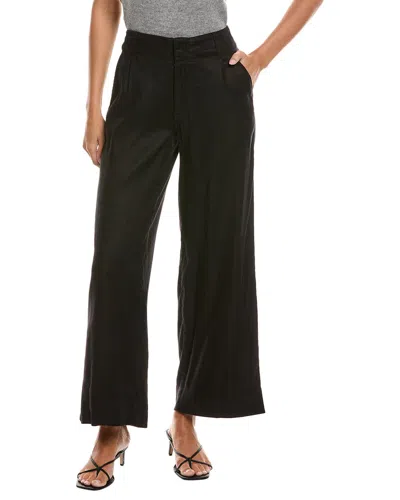 Nydj Linen-blend Black Petite Mona Wide Leg Trouser Jean