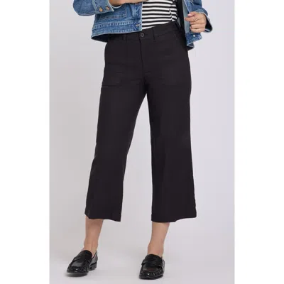 Nydj Linen Blend Crop Wide Leg Pants In Black