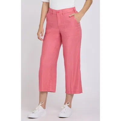 Nydj Linen Blend Crop Wide Leg Pants In Pink