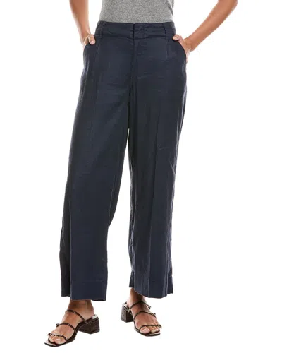 Nydj Linen-blend Oxford Navy Petite Mona Wide Leg Trouser Jean In Blue