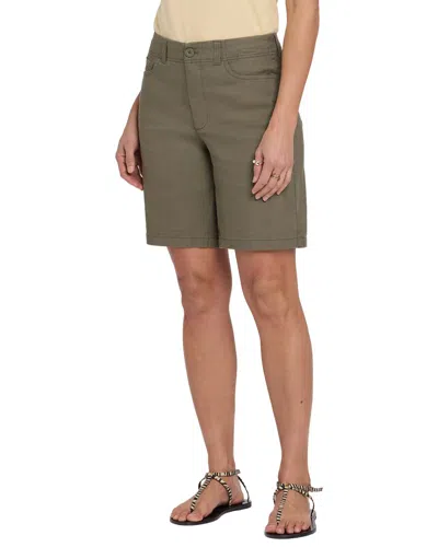 Nydj Linen-blend Bermuda Avocado Short In Metallic