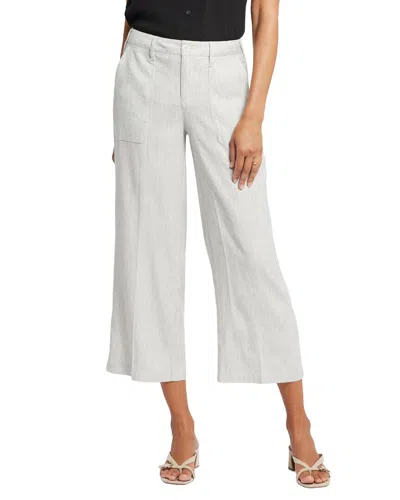 Nydj Linen-blend Cargo Slubby Stripe Crop Jean In Gray