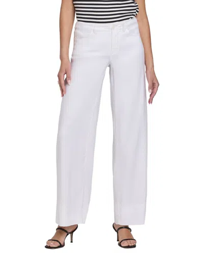 Nydj Linen-blend Optic White Wide Leg Jean