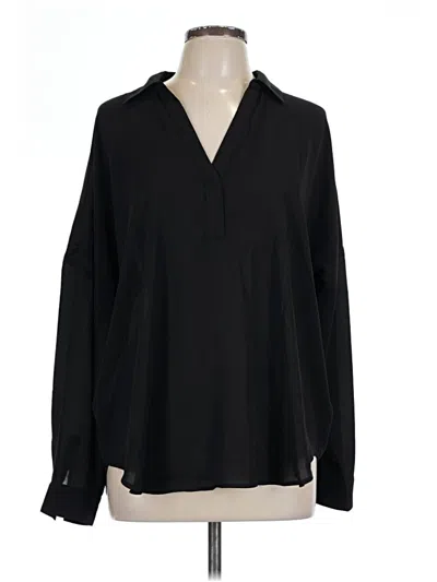 Pre-owned Nydj Long Sleeve Blouse In Black