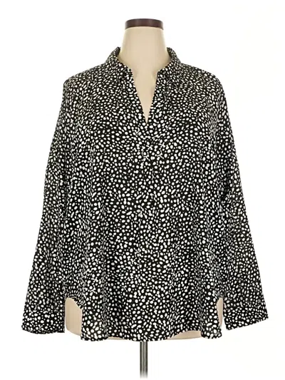 Pre-owned Nydj Long Sleeve Blouse In Black