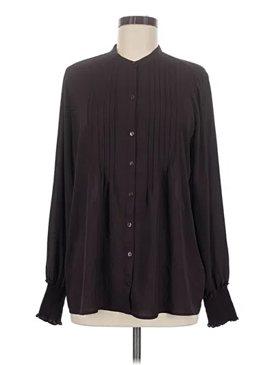 Pre-owned Nydj Long Sleeve Blouse In Black