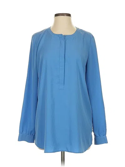 Pre-owned Nydj Long Sleeve Blouse In Blue