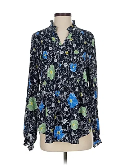 Pre-owned Nydj Long Sleeve Blouse In Blue