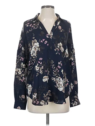 Pre-owned Nydj Long Sleeve Blouse In Blue