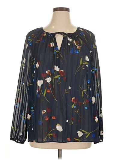 Pre-owned Nydj Long Sleeve Blouse In Blue