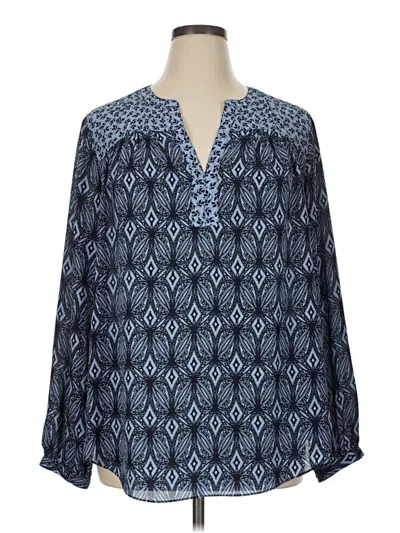 Pre-owned Nydj Long Sleeve Blouse In Blue