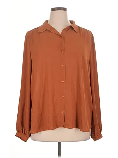 Pre-owned Nydj Long Sleeve Blouse In Brown