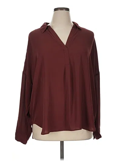 Pre-owned Nydj Long Sleeve Blouse In Burgundy