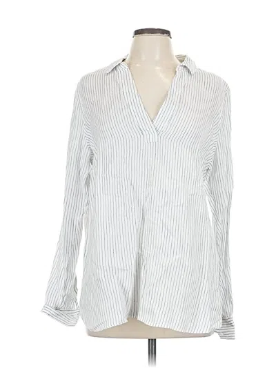 Pre-owned Nydj Long Sleeve Blouse In Silver