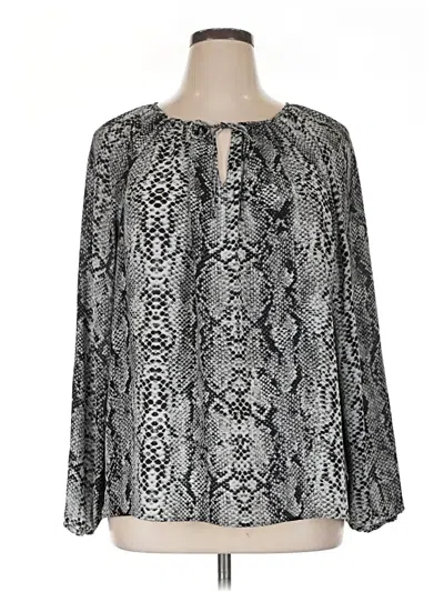 Pre-owned Nydj Long Sleeve Blouse In Silver