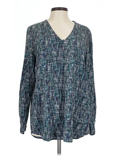 Pre-owned Nydj Long Sleeve Blouse In Teal